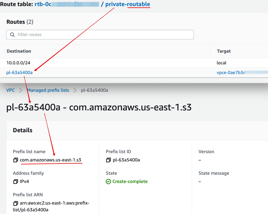 s3 endpoint in route table